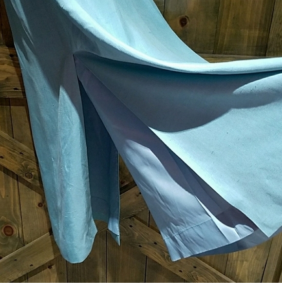 Vintage DRESS David Barr Maxi EVENING Long sleeve LIGHT BLUE WHITE - Picture 3 of 9